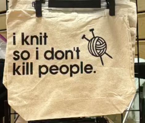 i knit so i don't kill people Canvas Tote