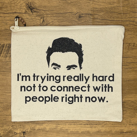 Trying Really Hard Not To Connect With People Large Canvas Pouch