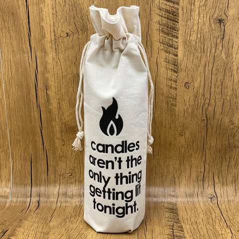 Candles Aren't The Only Thing Drawstring Wine Bag