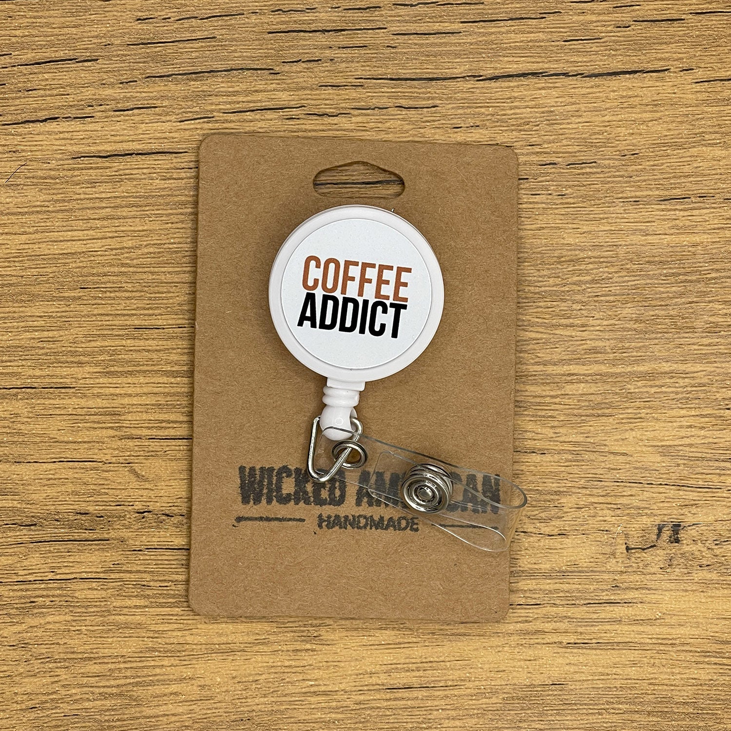 Coffee addict badge reels Powered by coffee